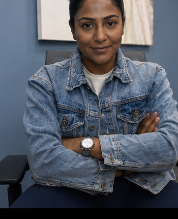 Bina Atman with arms crossed