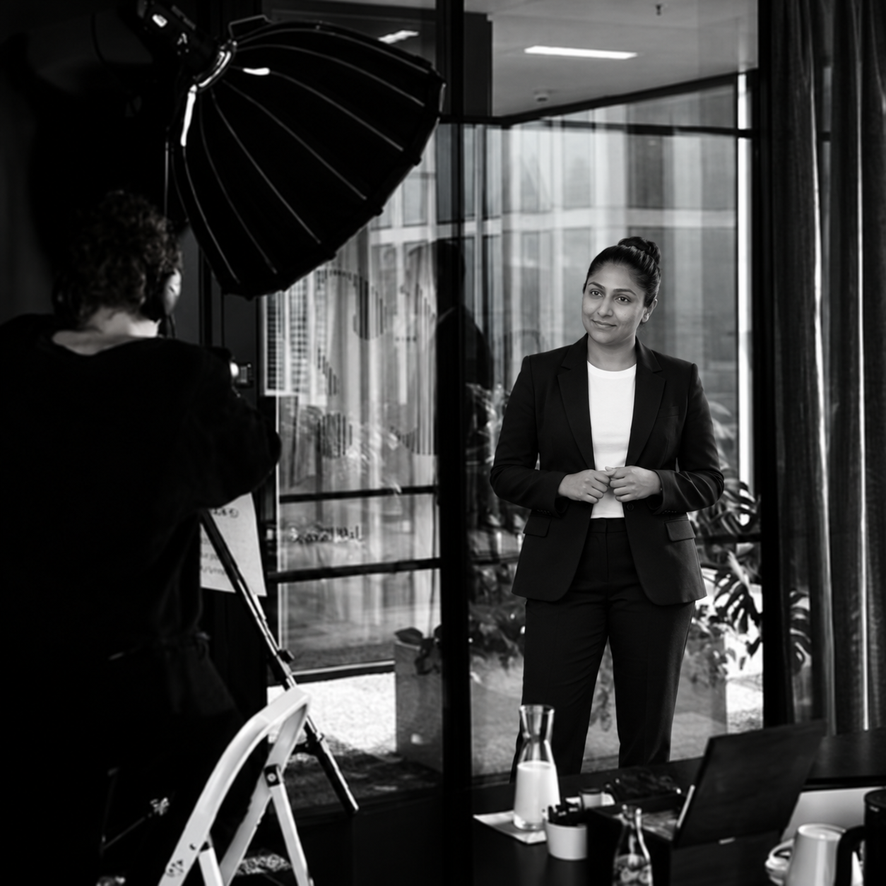 Bina Atman during an interview production